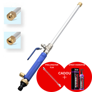 Set Accesorii Stropire cu Presiune Reglabilă pentru Furtun – Pulverizator Apă, Duze & Conector, Tija 46.5 cm, Albastru