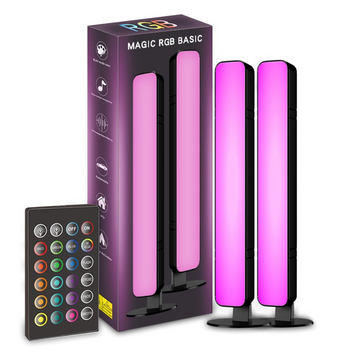 LAMPA DE BIROU, RGB COLORAT, 28 LED, PUTERE 5V, TELECOMANDA CU 24 DE TASTE, CABLU USB, NEGRU, 25.5X4X3.5CM