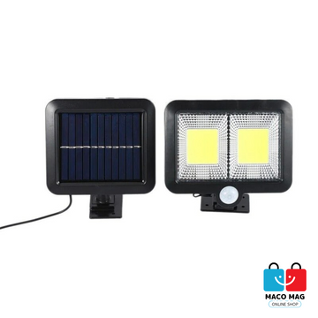 SET LAMPĂ SOLARĂ CU SENZOR DE MISCARE, 108 COB LED, 2 GRILE, 2400LM, IP65, CULOARE NEAGRĂ