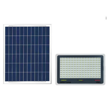 Proiector LED cu panou solar, 140 LED-uri, 65W, senzor de lumină, impermeabil, design modern, negru