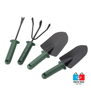 SET 4 UNELTE DE GRĂDINĂ PENTRU PLANTARE, PRELUCRARE SOL ȘI ÎNGRIJIRE PLANTE, MATERIAL PVC ȘI CARTON, 25 X 8.5 CM, VERDE