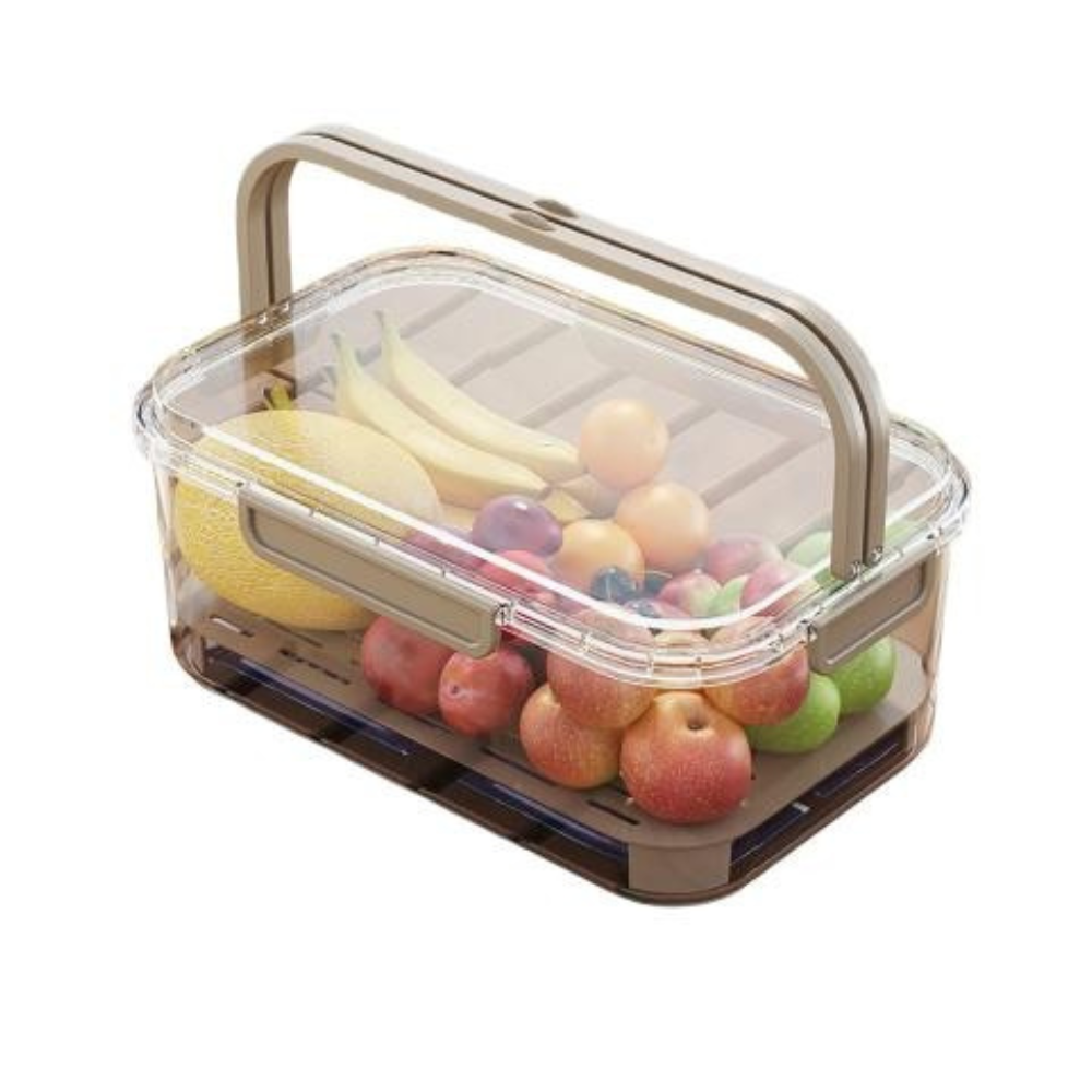 Cutie de depozitare portabilă cu separator pentru gheață și scurgere, menține alimentele reci | Caserolă prânz 25x16.5x11.5 cm, gri transparent