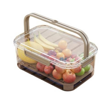 Cutie de depozitare portabilă cu separator pentru gheață și scurgere, menține alimentele reci | Caserolă prânz 25x16.5x11.5 cm, gri transparent