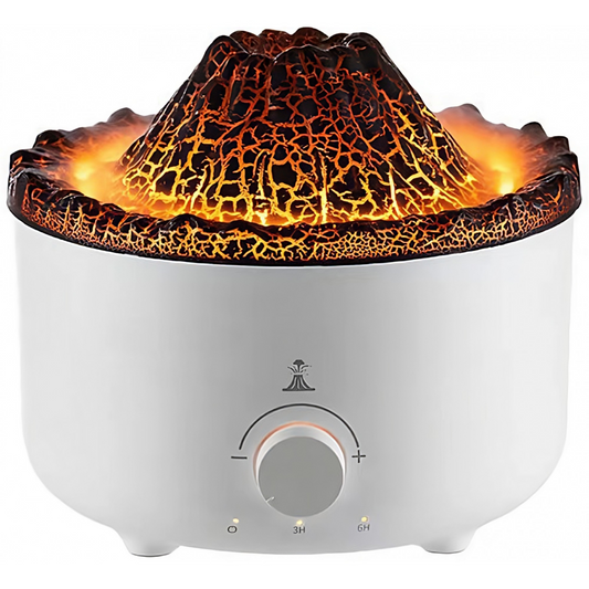 Umidificator Vulcan alb, cu telecomandă și aromaterapie – perfect pentru un aer curat și o atmosferă relaxantă