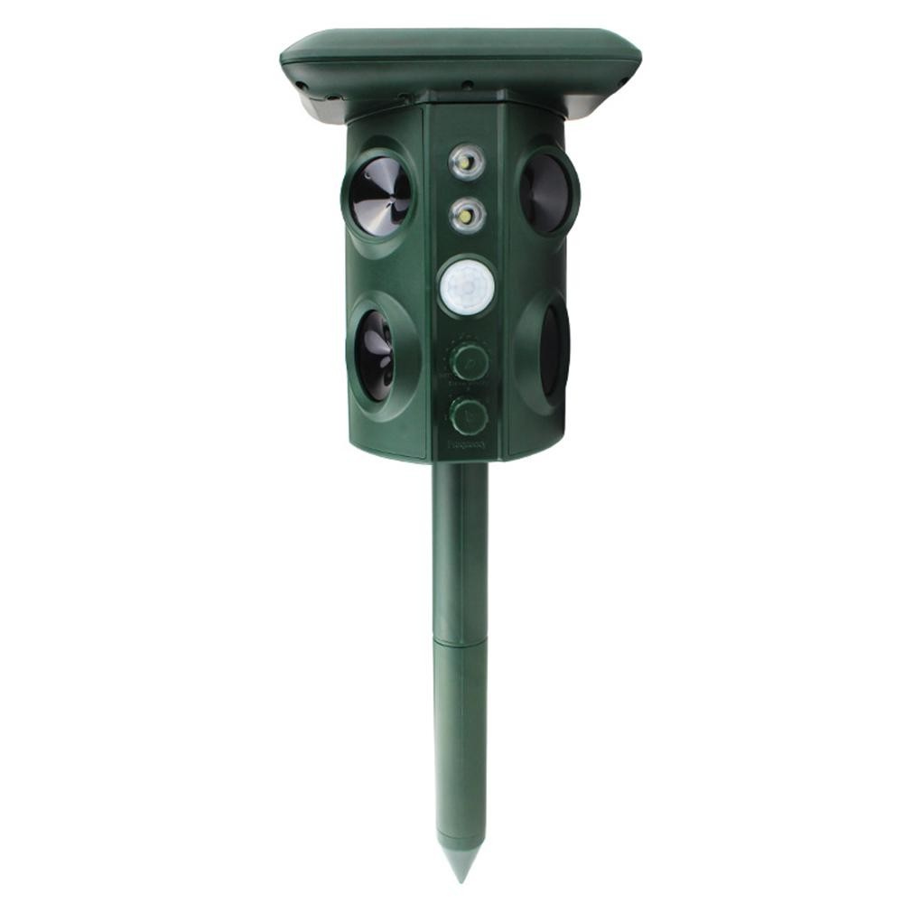 Aparat Solar LED cu Ultrasunete și Senzor PIR - Repelent pentru Animale și Insecte, Anti-Rozătoare, Frecvență 13.5kHz - 45.5kHz, Verde