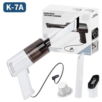 Aspirator Portabil Auto, Tip Pistol K7A Pentru casă și mașină, cu cablu auto. Dimensiuni: 36 x 17 cm. Culoare: alb.