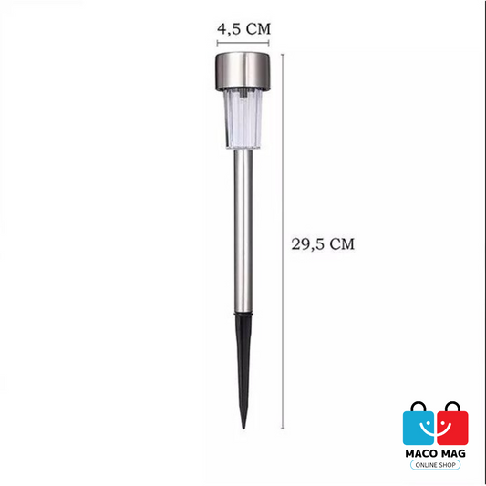 LAMPĂ SOLARĂ LED PENTRU EXTERIOR, MODEL GRĂDINĂ, DISPERSOR STANDARD, 0.06W, MATERIAL INOX, 29 CM