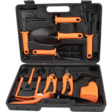 Set 12 Accesorii pentru Grădinărit cu Geantă de Depozitare - Oțel Inoxidabil, 37 x 27 cm, Portocaliu