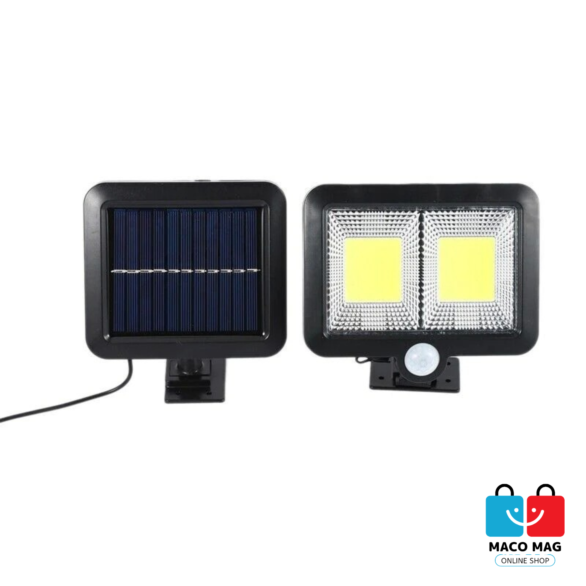SET LAMPĂ SOLARĂ CU SENZOR DE MISCARE, 108 COB LED, 2 GRILE, 2400LM, IP65, CULOARE NEAGRĂ