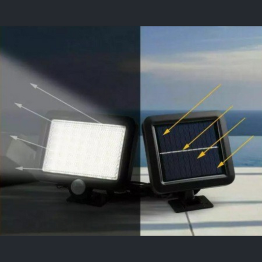 Lumină cu Încărcare Solară, 56 LED-uri, Senzor de Mișcare cu Inducție, Montaj pe Perete