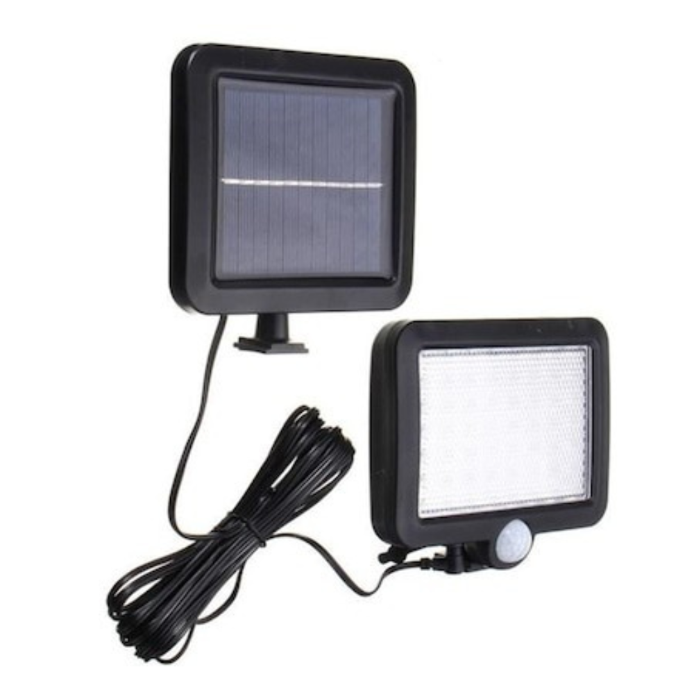 Lumină cu Încărcare Solară, 56 LED-uri, Senzor de Mișcare cu Inducție, Montaj pe Perete