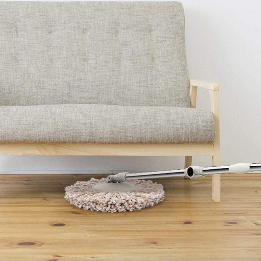 Set Găleată și Mop Rotativ 360° cu Dublă Acțiune Centrifugă Pentru uz casnic, cu mâner telescopic din oțel inoxidabil și 2 capete din bumbac. Dimensiuni: 46x27x29 cm. Disponibil în culoarea roz.